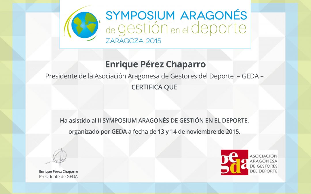 ¿Todavía no tienes tu certificado del SYMPOSIUM ARAGONÉS DE GESTIÓN EN EL DEPORTE?