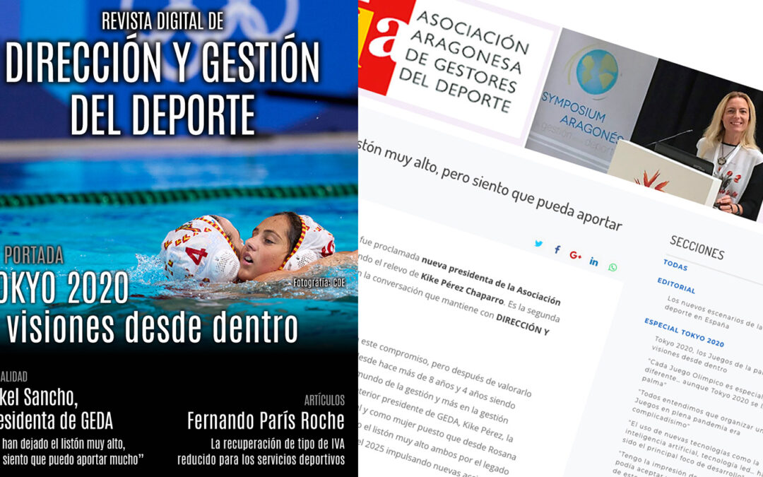 El nº 30 de DIRECCIÓN Y GESTIÓN DEPORTIVA ofrece ‘6 visiones desde dentro’ de personas de diferentes ámbitos del deporte español que han vivido ‘in situ’ estos Juegos condicionados por la COVID-19. También entrevista a la nueva presidenta de nuestra asociación, Rakel Sancho, y recoge otras cuestiones como la reivindicación de la implantación del tipo de IVA reducido para los servicios deportivos que realiza FAGDE o la situación en La Palma.