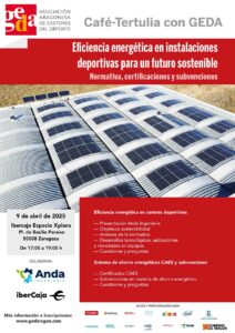 Jornada de trabajo en donde debatiremos sobre la eficiencia energética en centros deportivos, sistemas de ahorro energético, certificados CAES y de subvenciones del sector para E.E